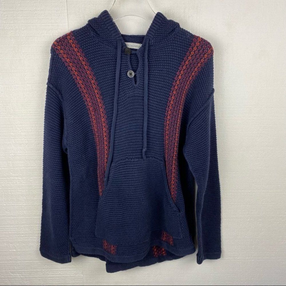 Outerknown Poncho Sweater XS Blue Alpaca Cotton